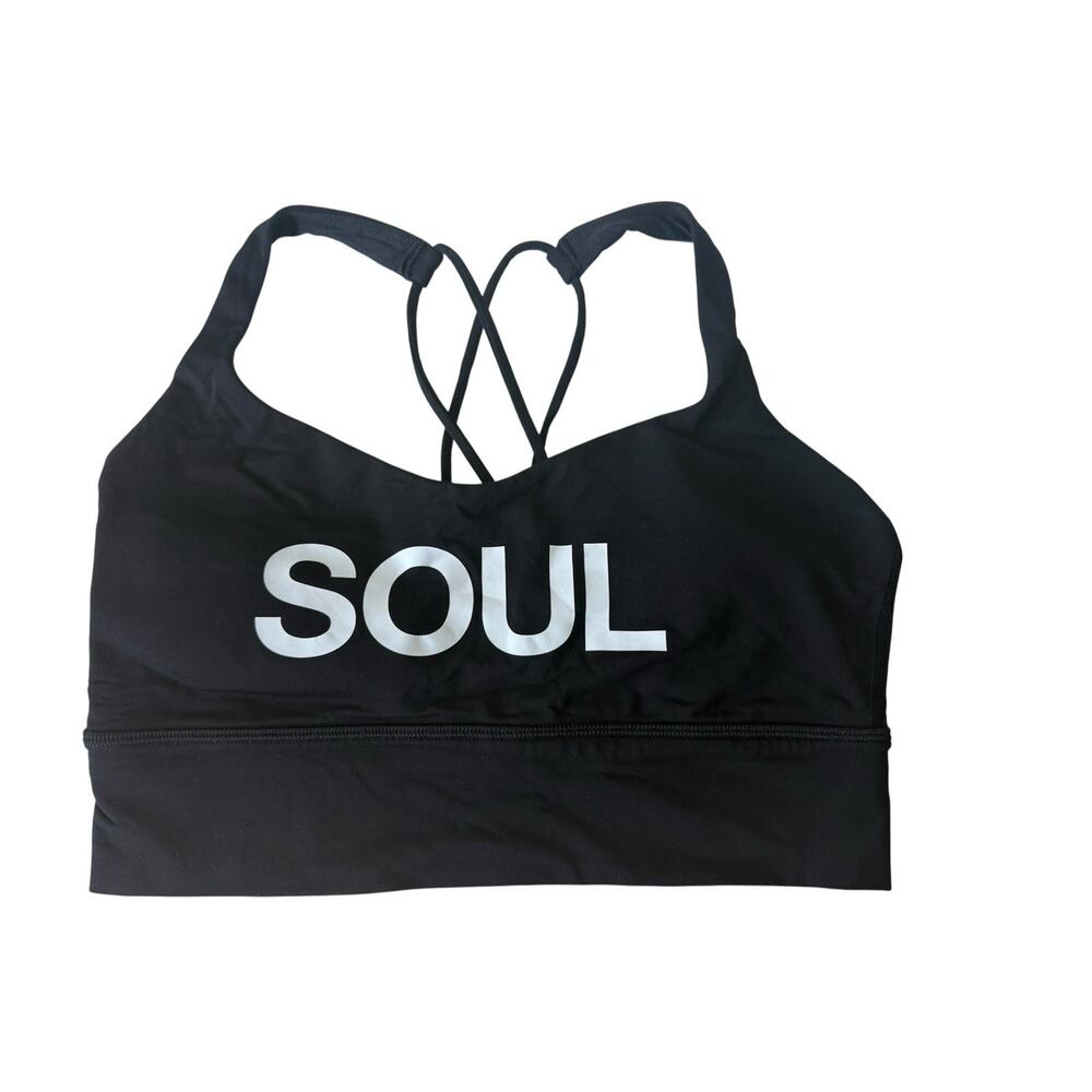 soulcycle lululemon sports bra black w/ white lettering size 8
